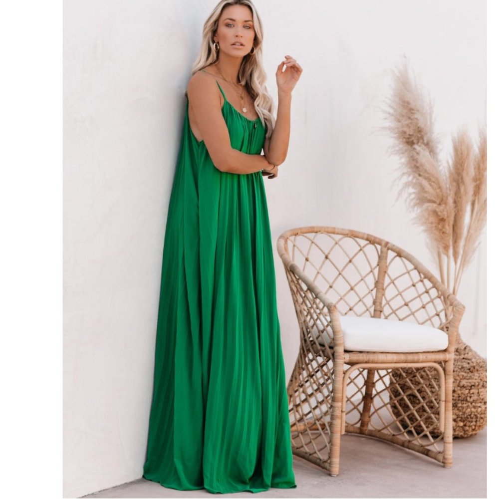 CORRINE Pleated Maxi Dress